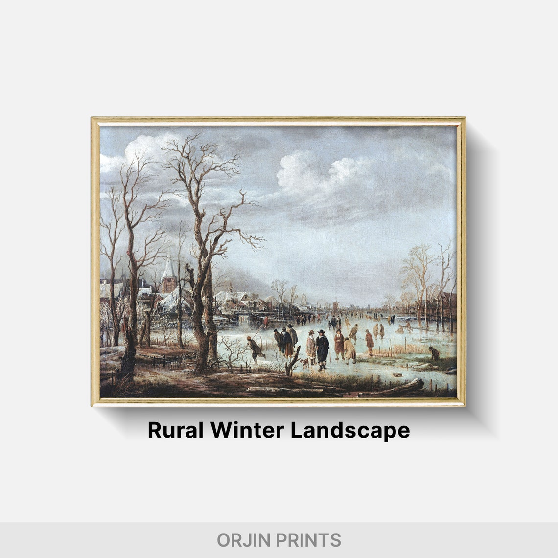 Frozen River Winter Skaters Dutch Golden Age Landscape Art Poster - Image 2