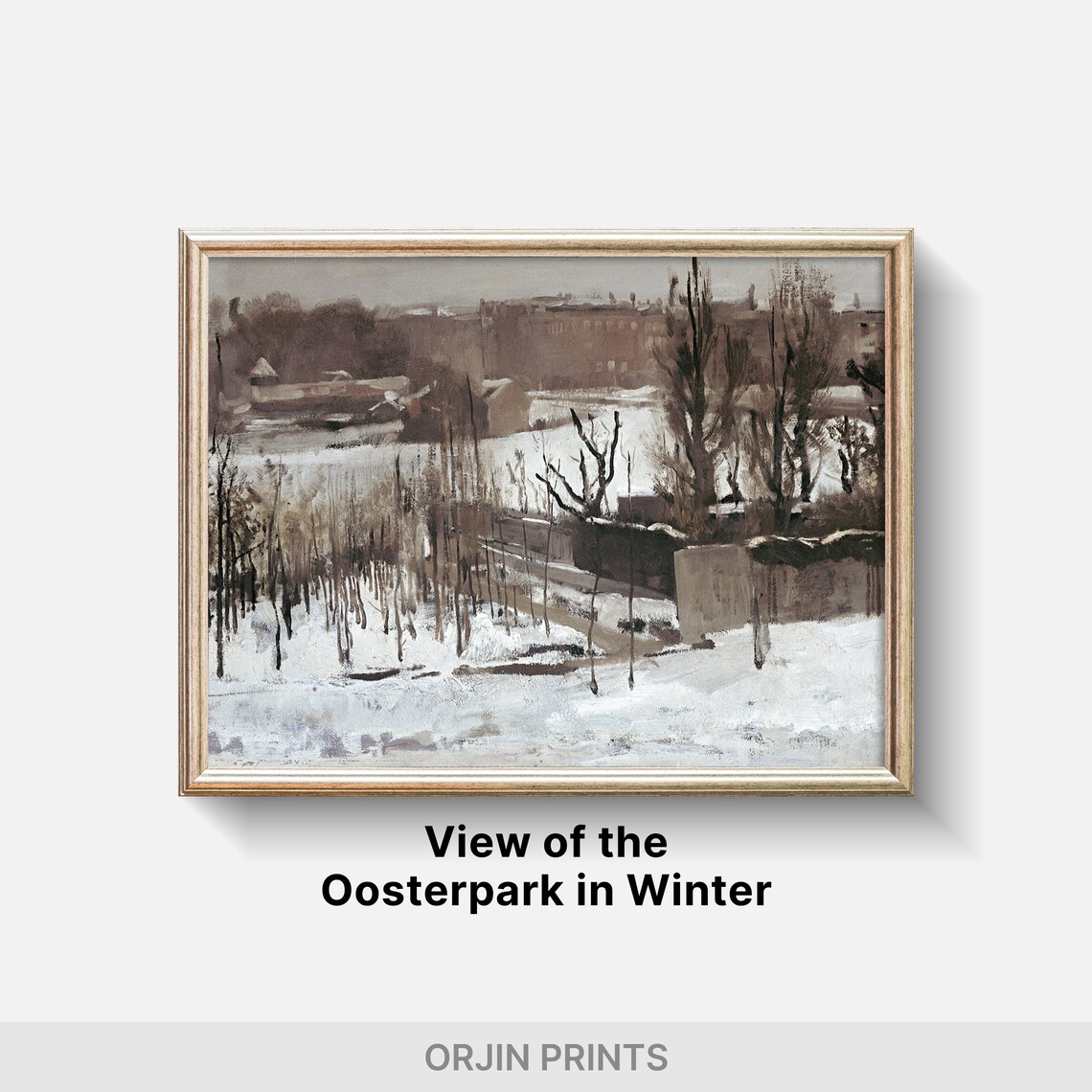 Snowy Winter City Park Bare Trees Snow Covered Ground Vintage Art Poster - Image 2