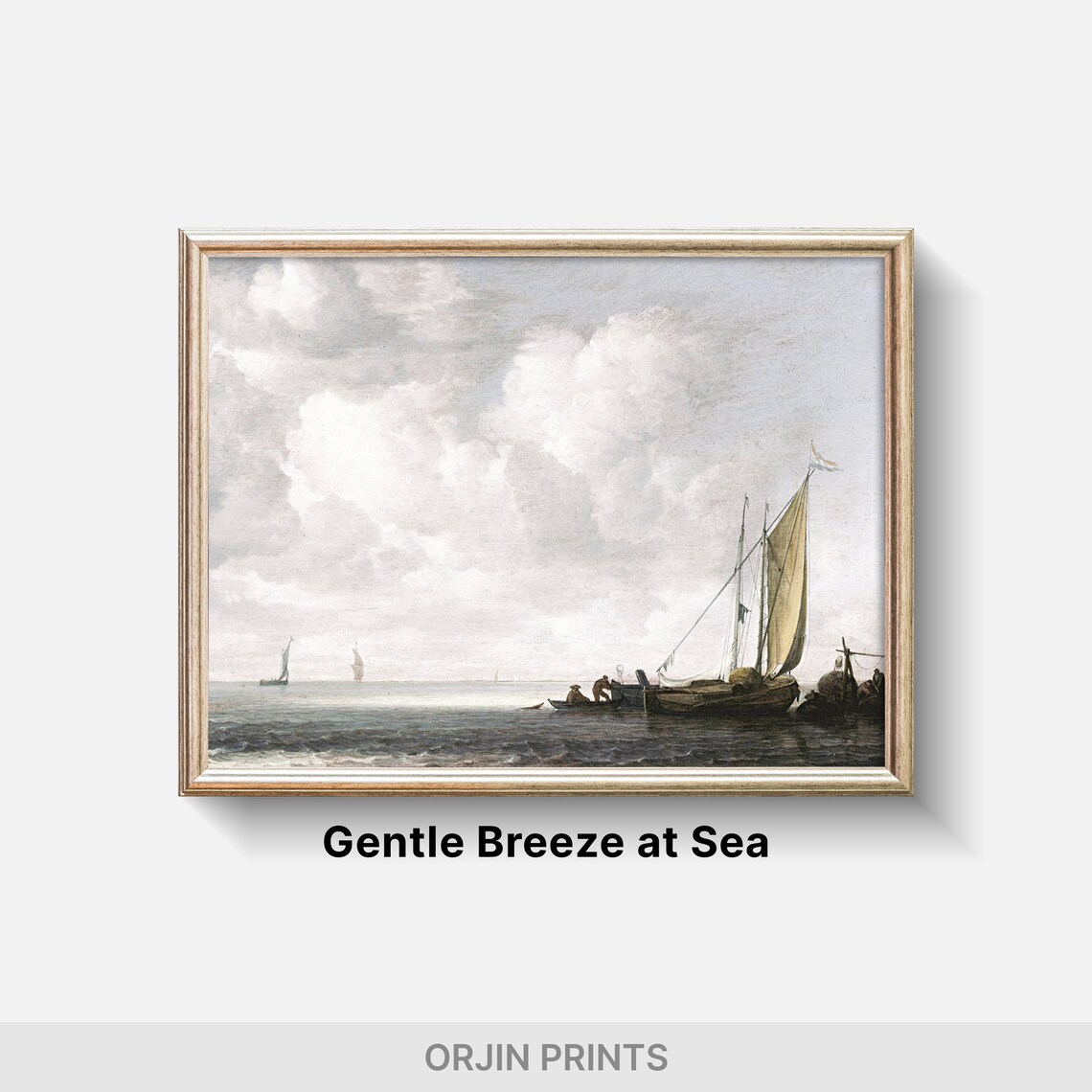 Dutch Seascape Fishing Boat Dramatic Clouds Vintage Art Poster - Image 2