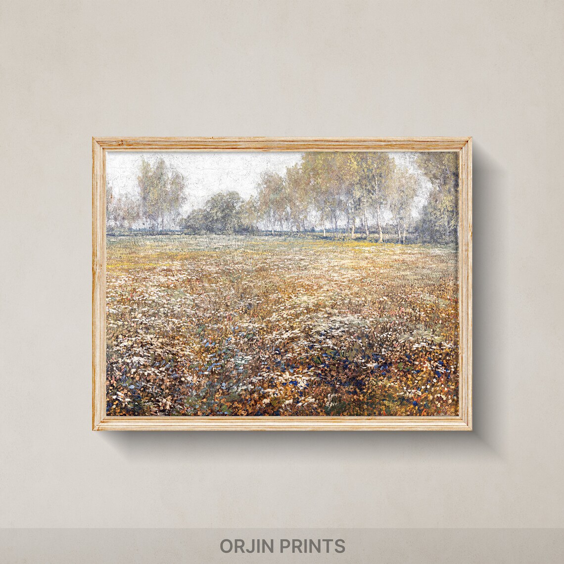 Autumn Meadow Art Print, Vibrant Tree Rows