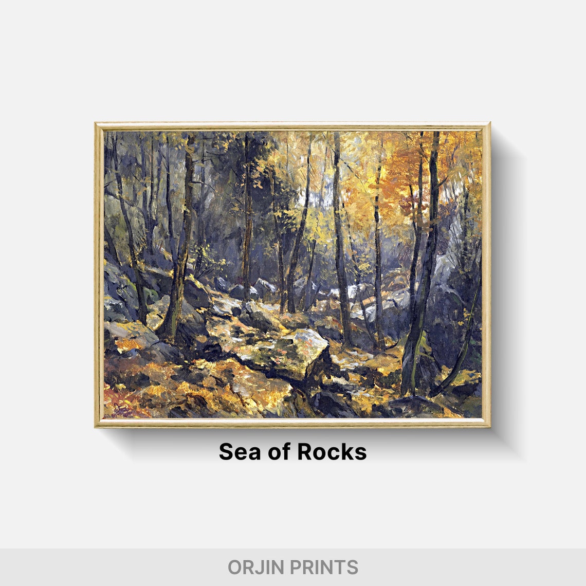 Autumn Forest Stream Golden Light Fall Trees Landscape Poster - Image 2