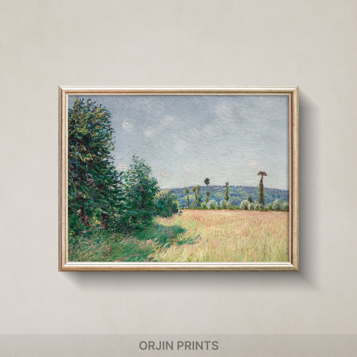 Golden Wheat Field Poplars Impressionist Summer Landscape Poster