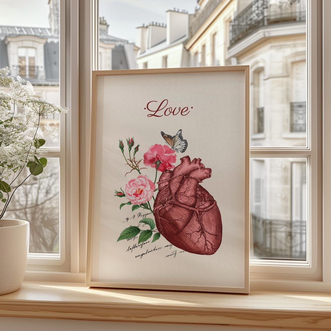 Anatomical Heart With Roses Butterfly Vintage Botanical Love Poster - Image 7