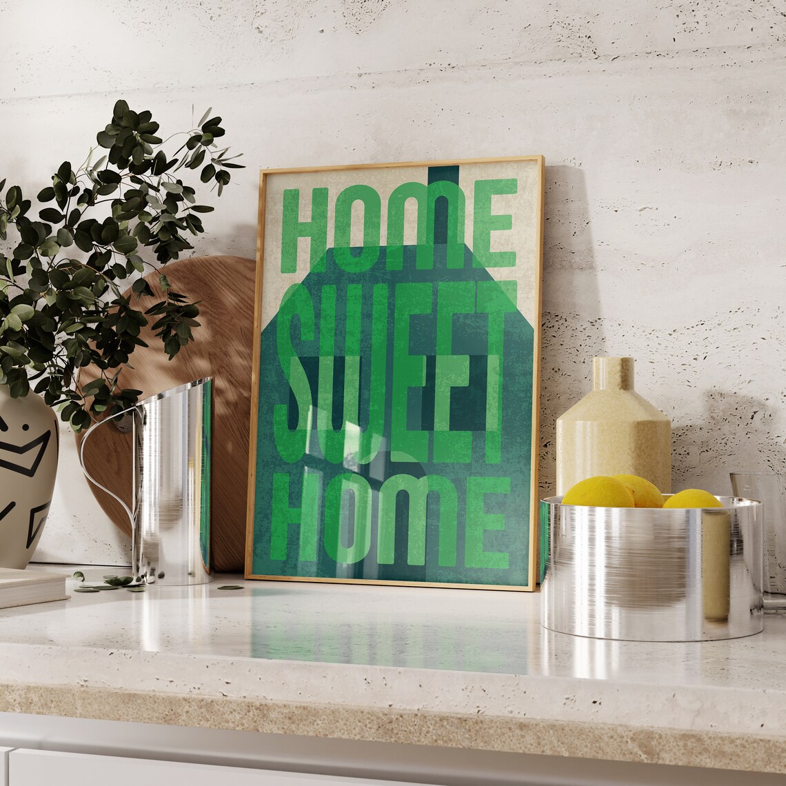 Home Sweet Home Distressed Green Vintage Block Lettering Poster - Image 3