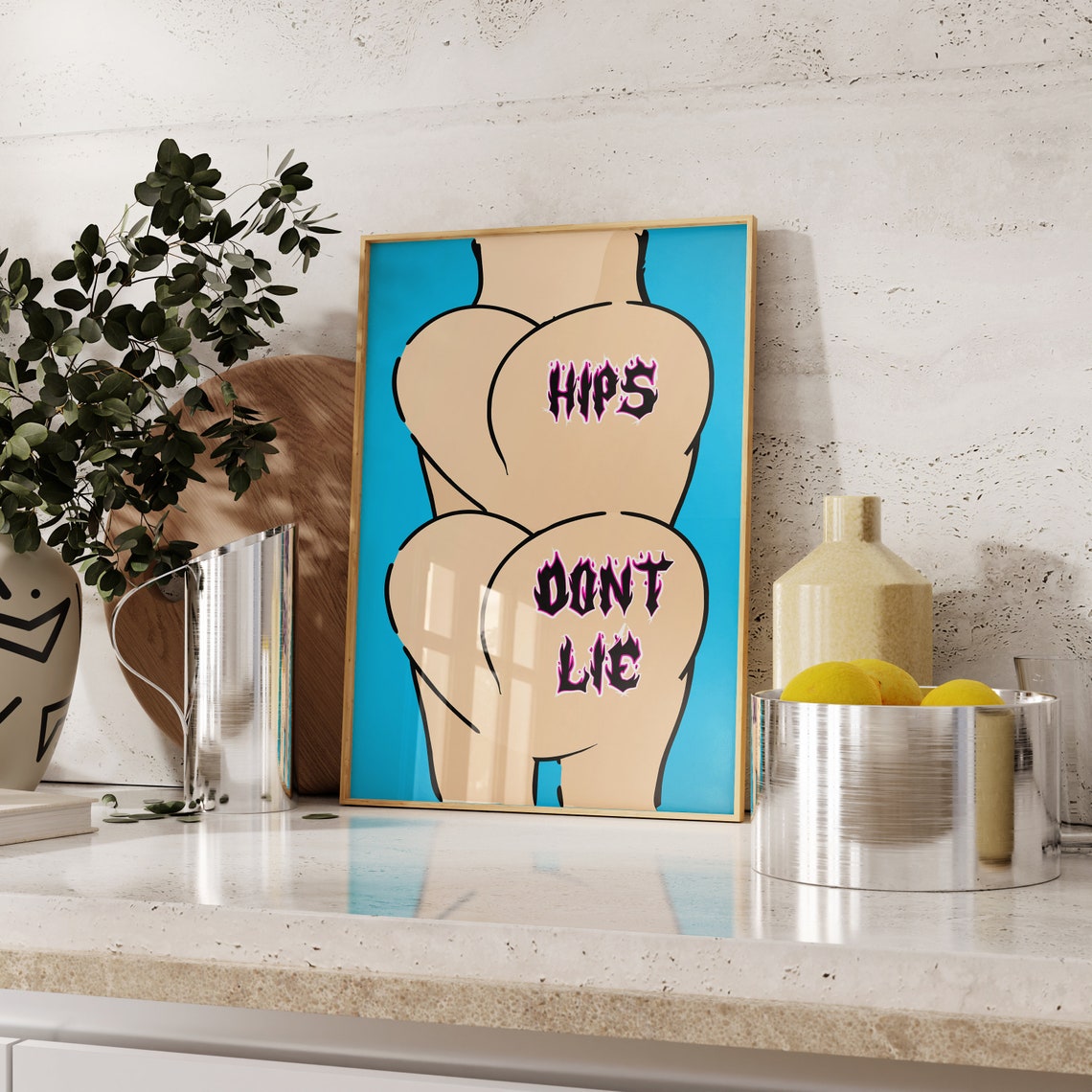 Hips Dont Lie Pop Art Cheeky Funny Bathroom Typography Poster - Image 3