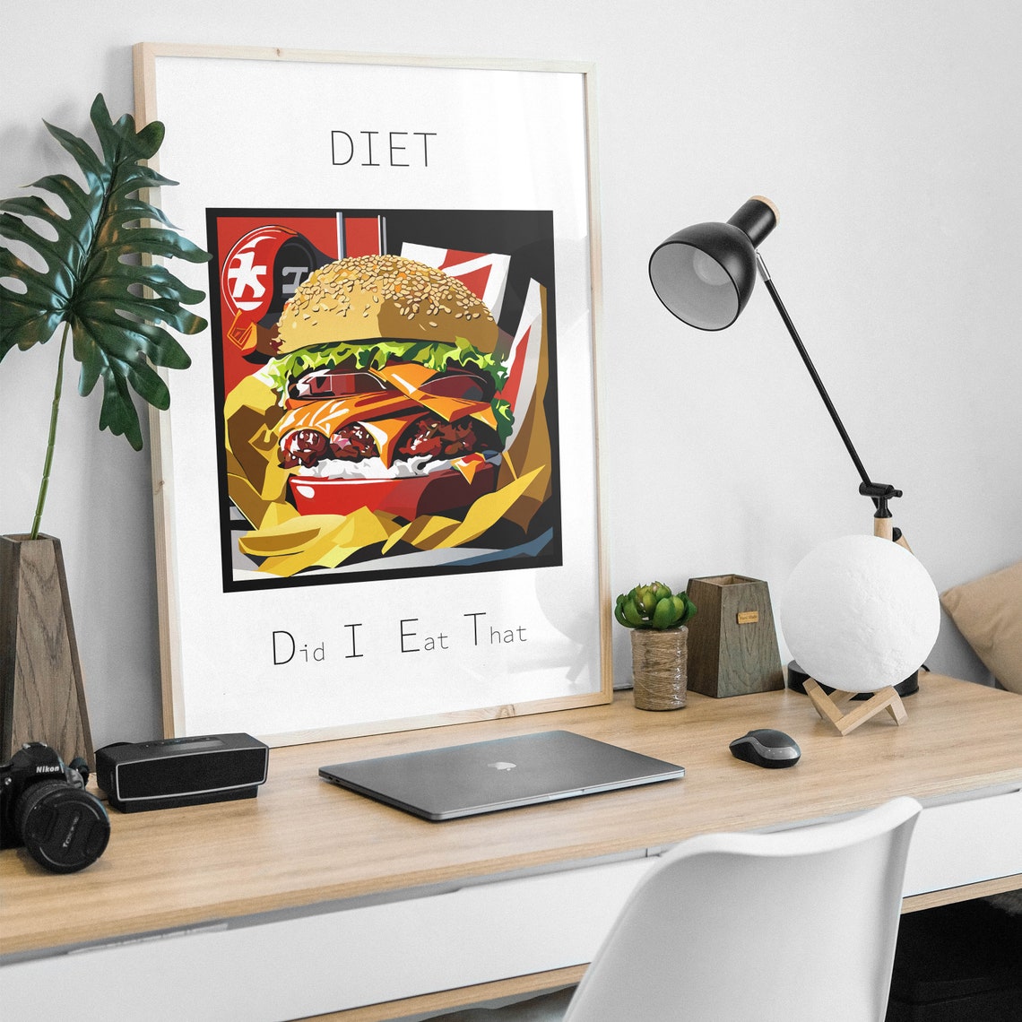 Diet Did I Eat That Funny Burger Illustration Kitchen Poster