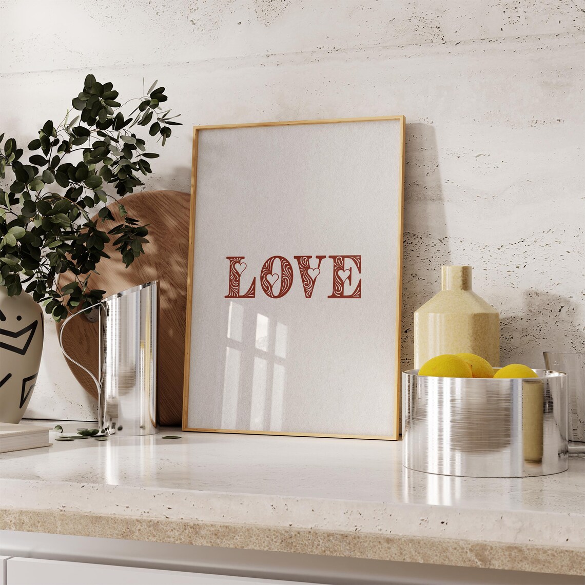 Love Red Ornamental Typography Minimalist Valentines Wall Art - Image 9