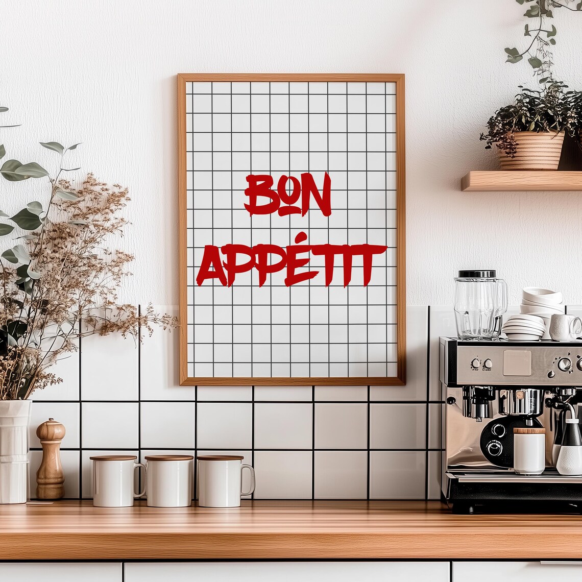 Classic Red Bon Appetit French Quote Modern Typography Wall Art - Image 7