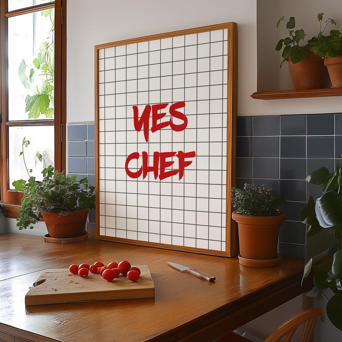 Yes Chef Bold Red Brush Lettering Kitchen Restaurant Wall Art - Image 3