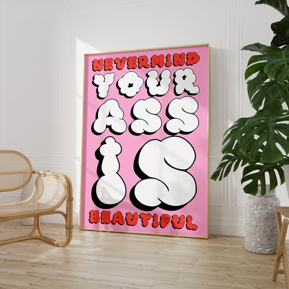 Funny Bathroom Art Print Maximalist Living Room Decor