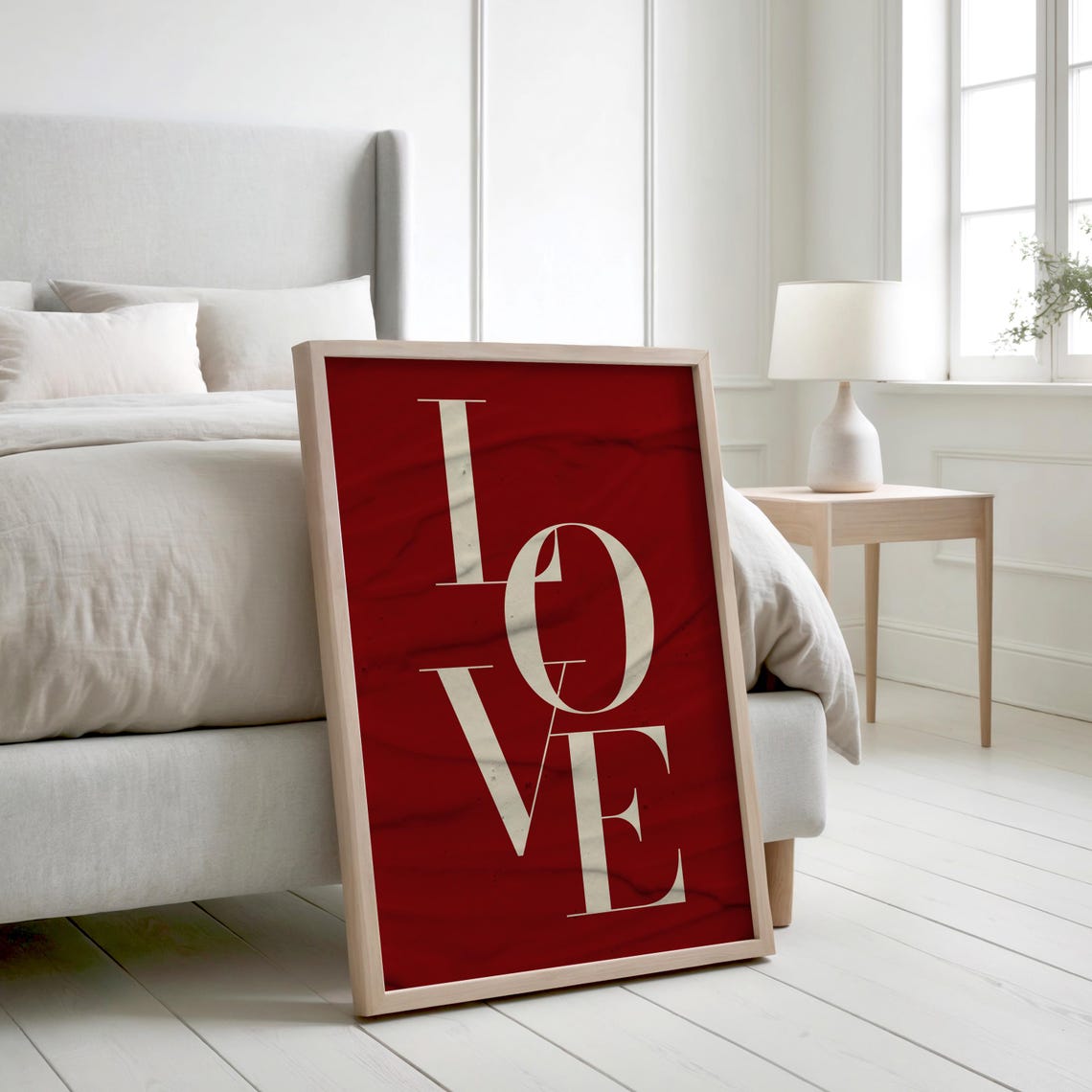 Love Typography Red Poster Valentines Decor