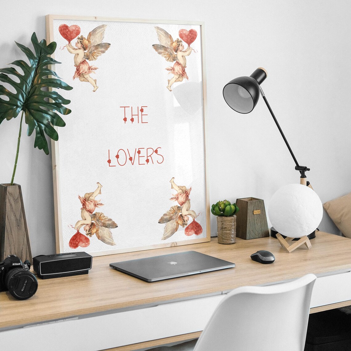 The Lovers Vintage Cherub Angels Romantic Couple Wedding Wall Art - Image 4