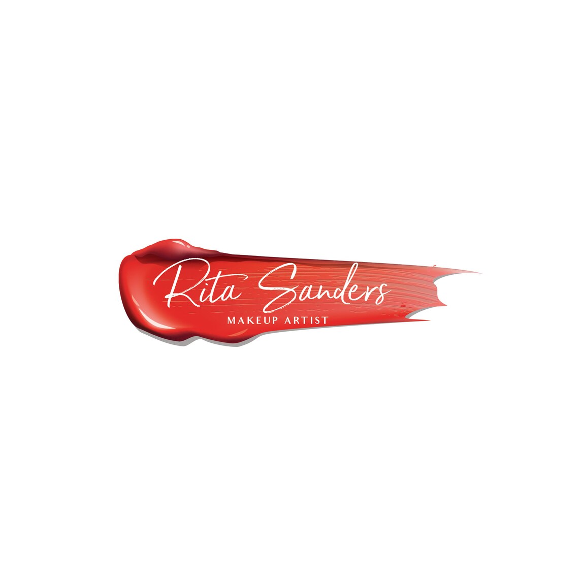 Rita Sanders Makeup Artist Red Lipstick Swatch Logo Design Poster - Image 2