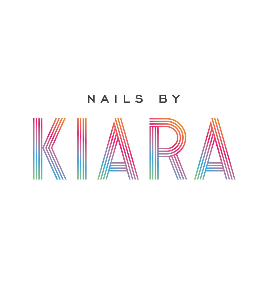 Nails By Kiara Retro Rainbow Stripe Lettering Nail Salon Logo Print - Image 2