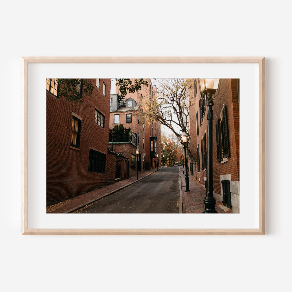 Boston Beacon Hill Cobblestone Acorn Street at Golden Hour Poster
