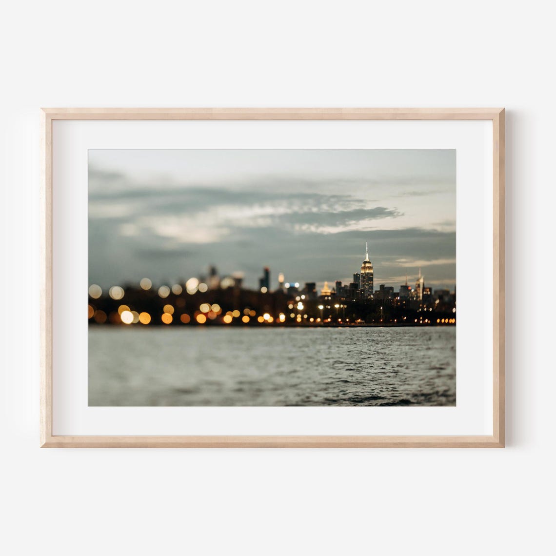 New York City Skyline Dusk Bokeh Empire State Building Poster