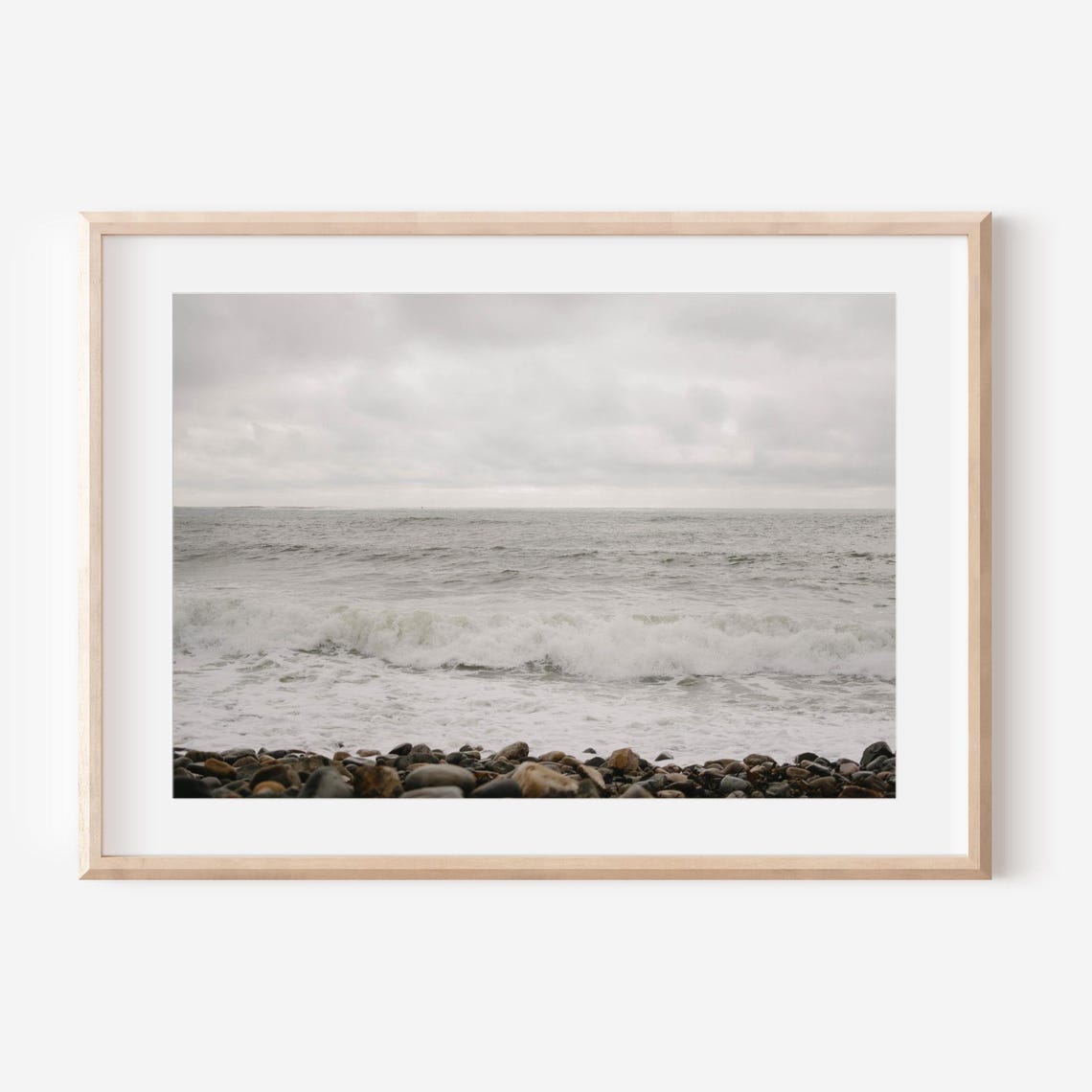 Maine Coastal Wall Art Moody Ocean Print New England Fine Art Photography Nautical Seascape Rocky Beach Decor Minimalist Ocean Art
