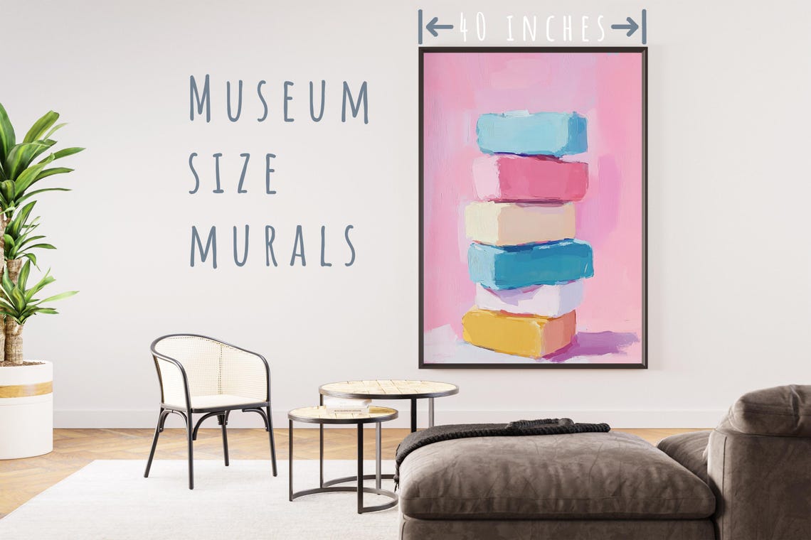 Colorful Stacked Wooden Blocks Tower Pastel Nursery Playroom Poster - Image 5