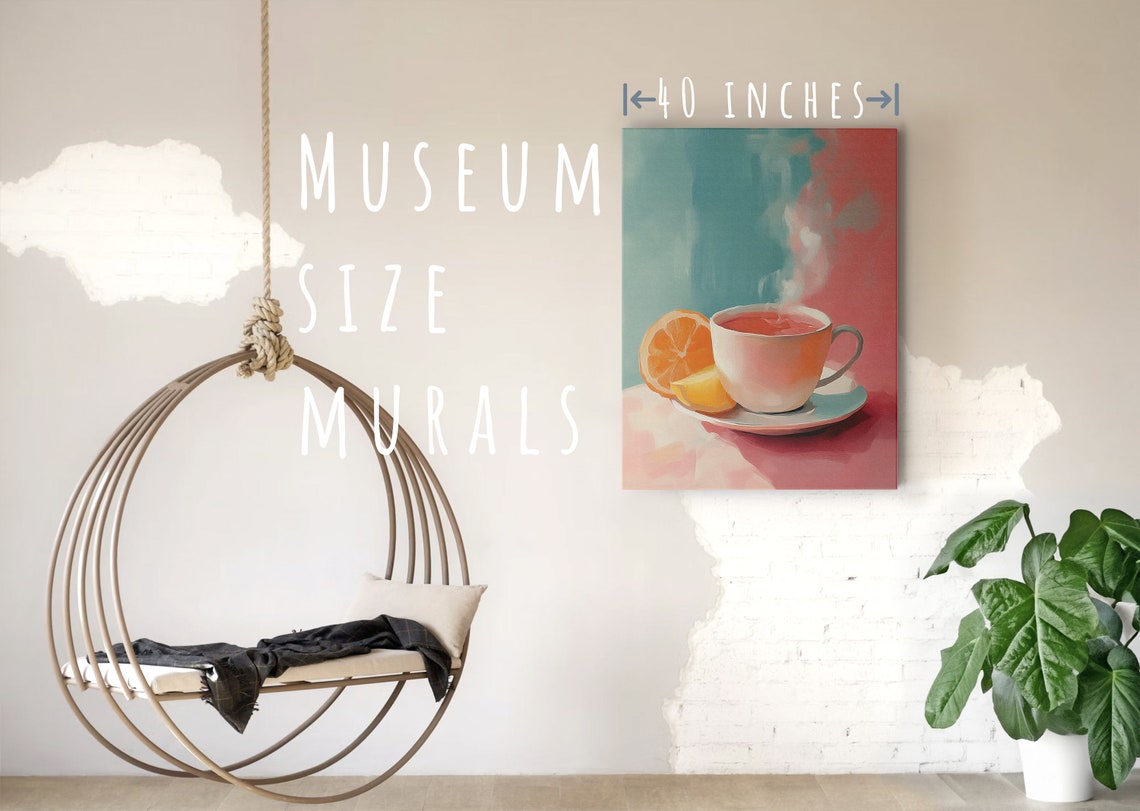 Citrus Tea Cup with Orange Slice Pastel Kitchen Still Life Art Poster - Image 5