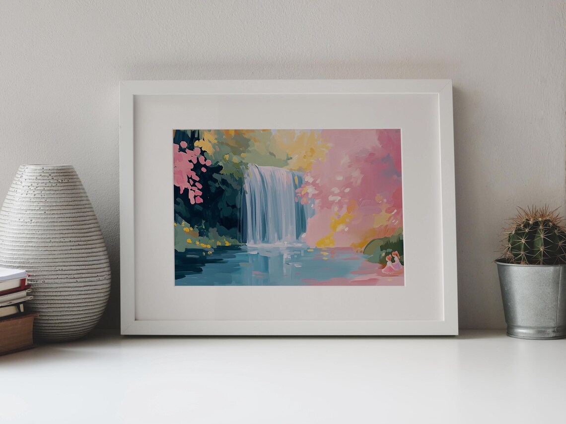Forest Pixie Waterfall Painting, Fantasy Wall Art - Image 4