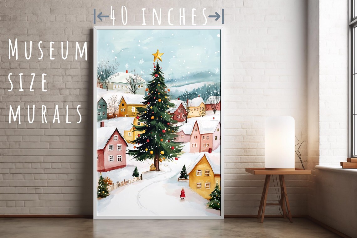 Snowy Christmas Village With Giant Tree And Colorful Houses Poster - Image 5