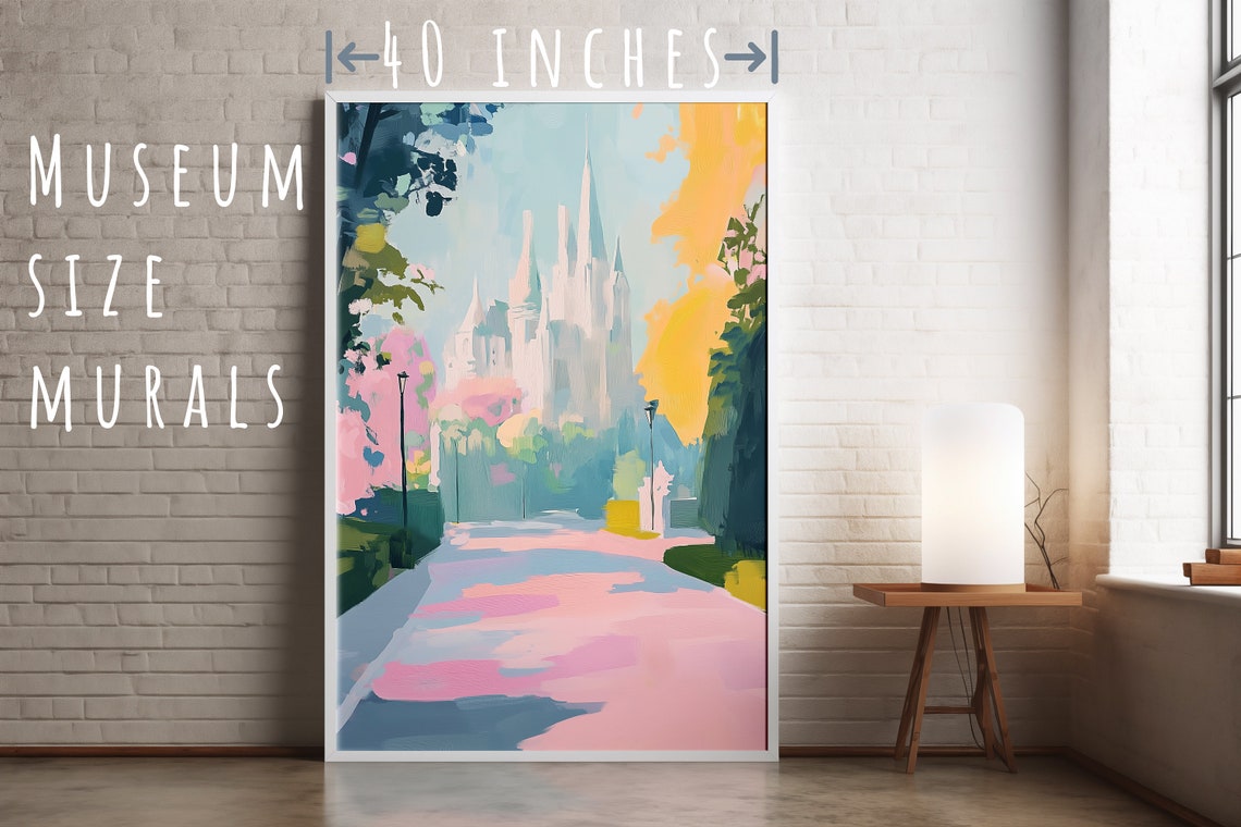 Pastel Street White Cathedral Spires Spring Trees Wall Art Print - Image 5