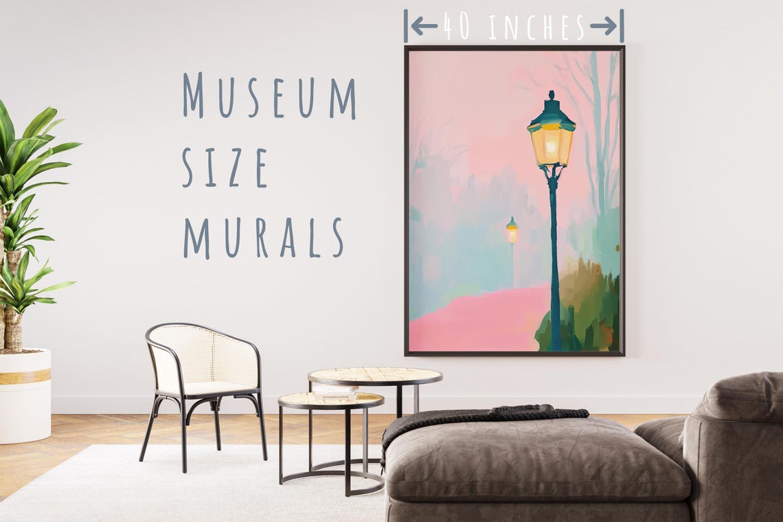 Vintage Victorian Street Lamp Post Art Street Painting Victorian Painting Misty Painting Victorian Artwork Street Lamp Post Wall Art - Image 5