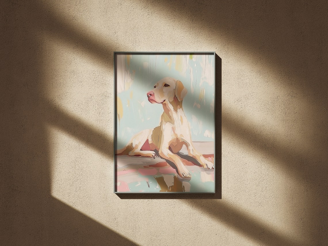 Yellow Labrador Retriever Resting Pastel Pet Portrait Dog Lover Poster - Image 4