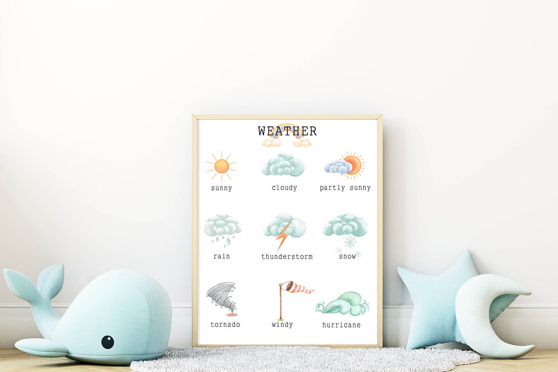 Watercolor Weather Chart Kids Educational Classroom Nursery Art Print - Image 2