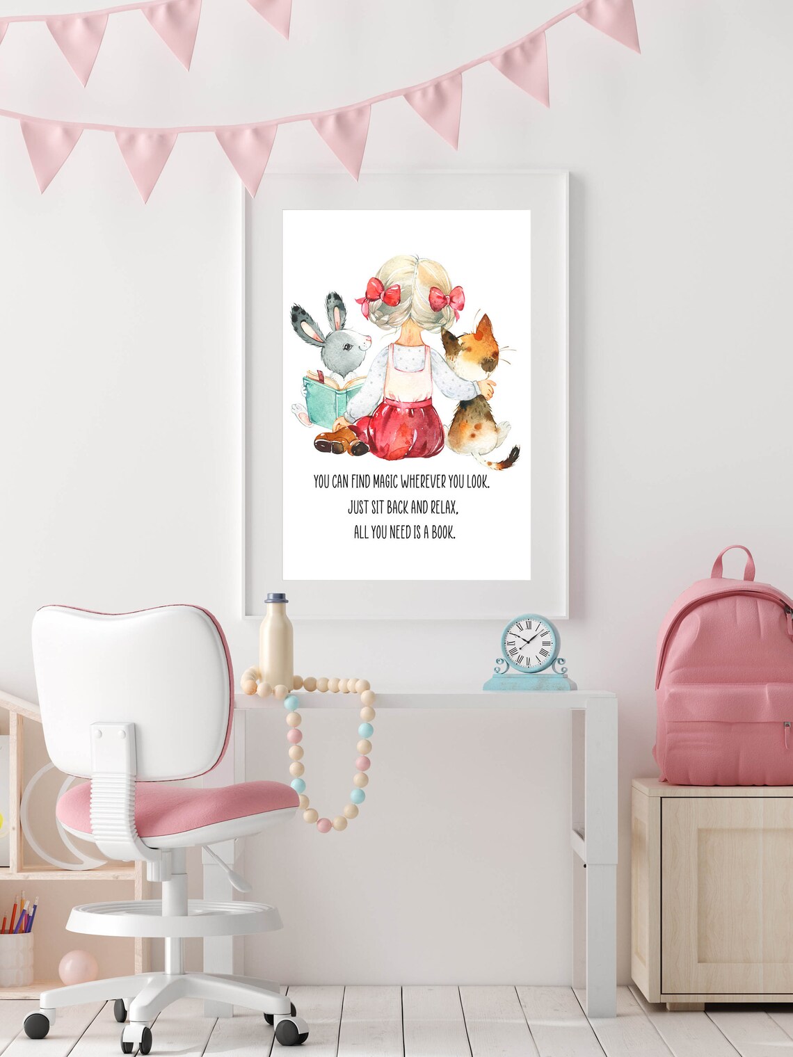 You Can Find Magic Wherever You Look Book Quote Reading Girl Poster - Image 7