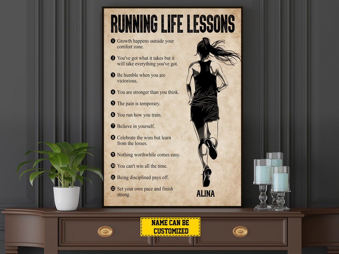 Running Life Lessons Personalized Print Running Poster Print Running Gift For Girl Daughter - Image 3