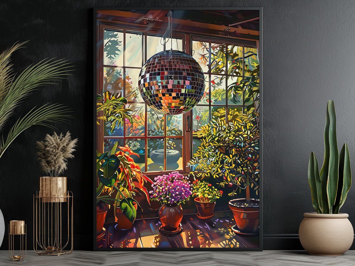 Matisse-Inspired Disco Ball Botanical Art Print - Image 3