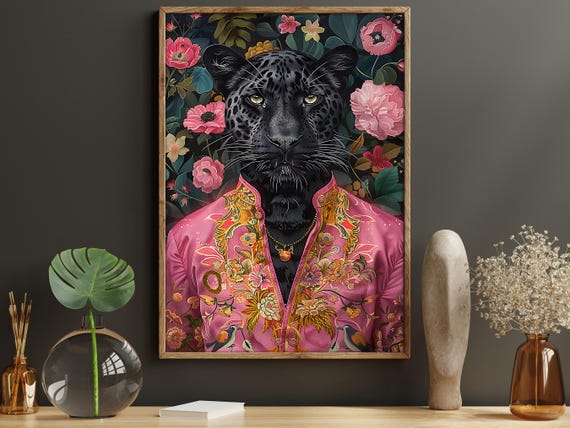 Matisse-Inspired Black Leopard Lady Art Print