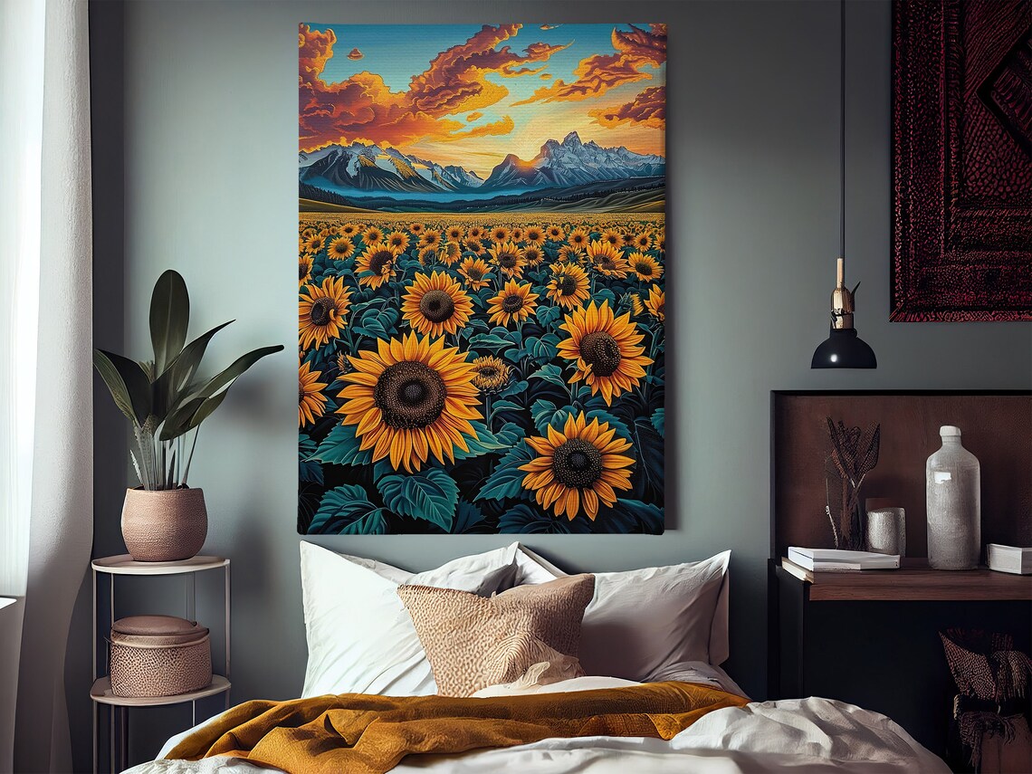 Matisse-Inspired Sunflowers Field Art Print, Retro Floral - Image 2