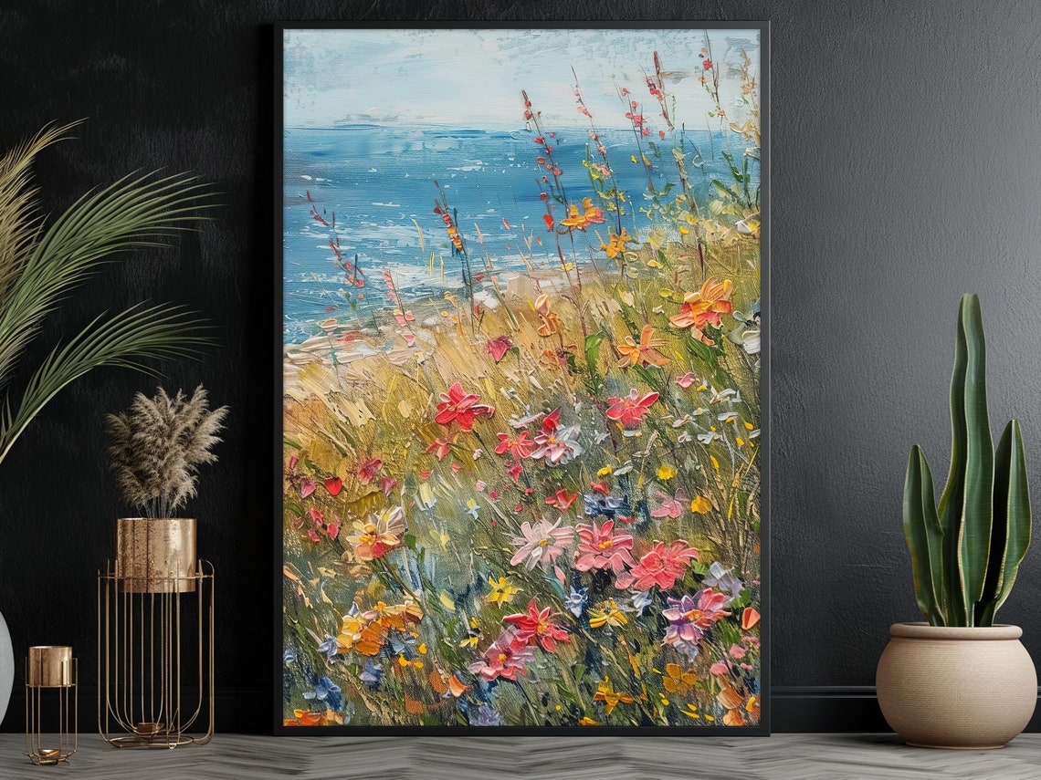 Cottage Wild Flowers Oil Painting Flowers Print Vintage Flowers Flower Poster Retro Flowers Wall Art - Image 3