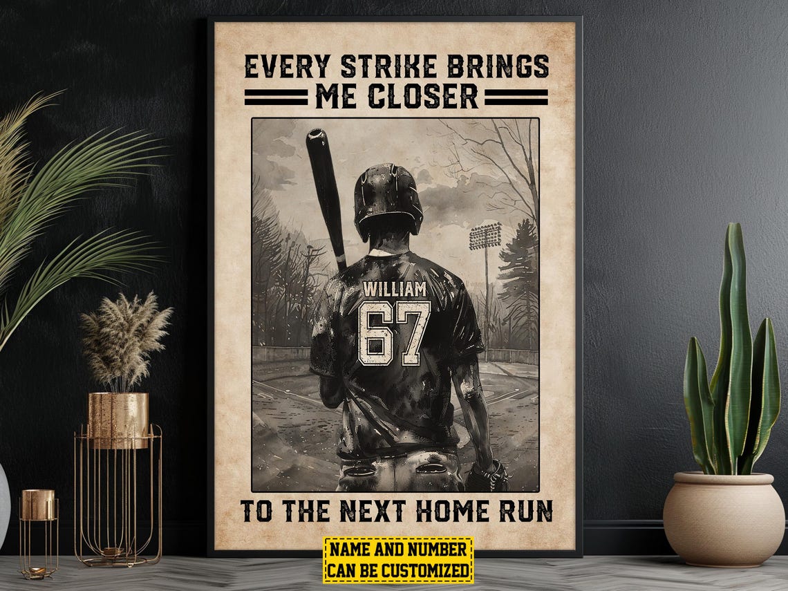 Baseball Players Personalized Print Baseball Poster Print Softball Gift For Boy Man