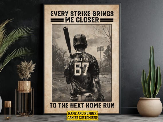Baseball Players Personalized Print Baseball Poster Print Softball Gift For Boy Man