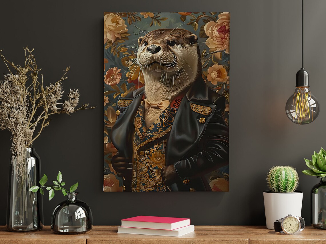 Cottage Renaissance Otter, Vintage Animal Art Print - Image 4