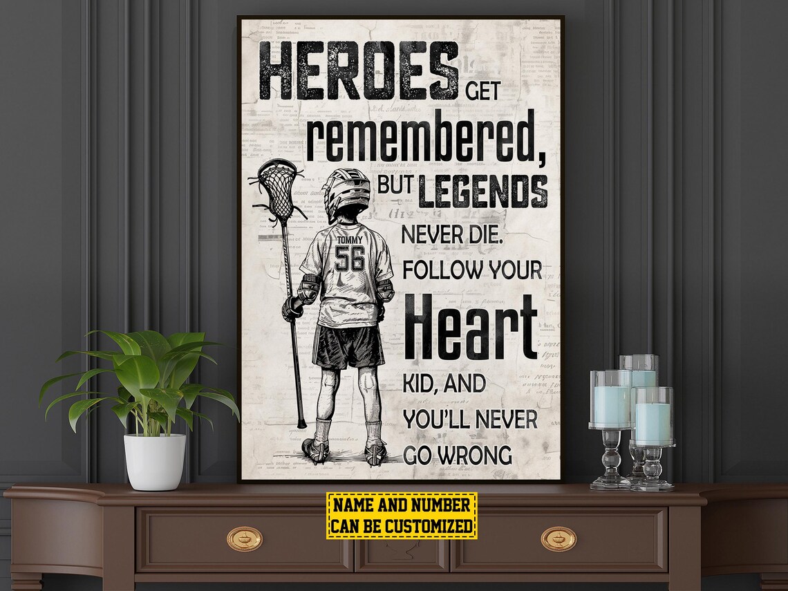 Lacrosse Boy Player Personalized Art Print, Gift for Boy - Image 6