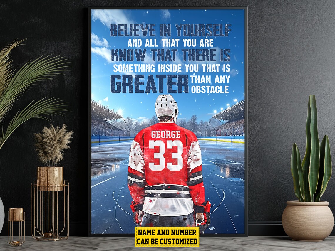 Hockey Believe In Yourself Personalized Player Motivation Poster