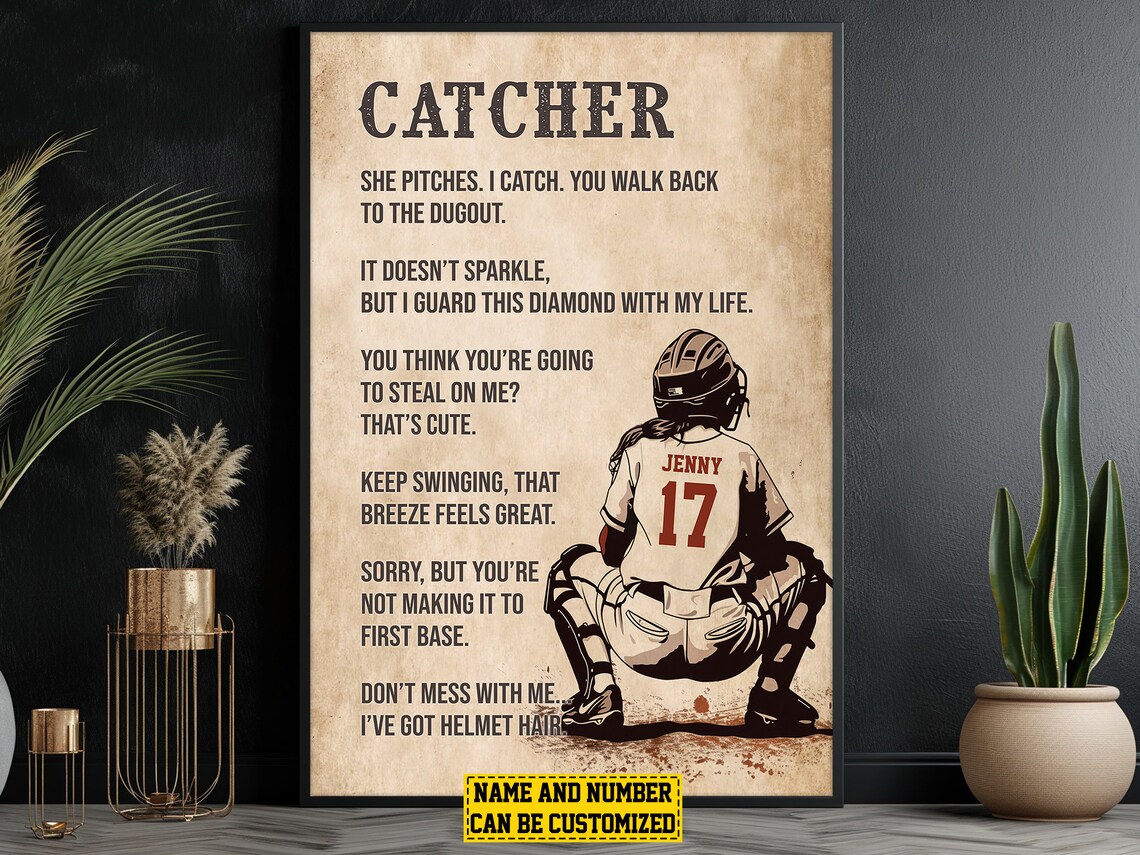 Softball Catcher Life Lessons Personalized Art Print - Image 4