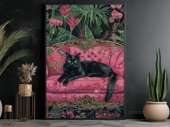 Matisse Black Cat On Sofa Art Print, Cat Lovers
