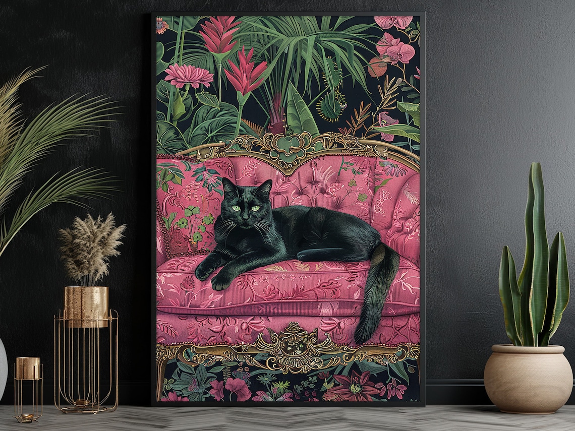 Matisse Black Cat On Sofa Art Print, Cat Lovers