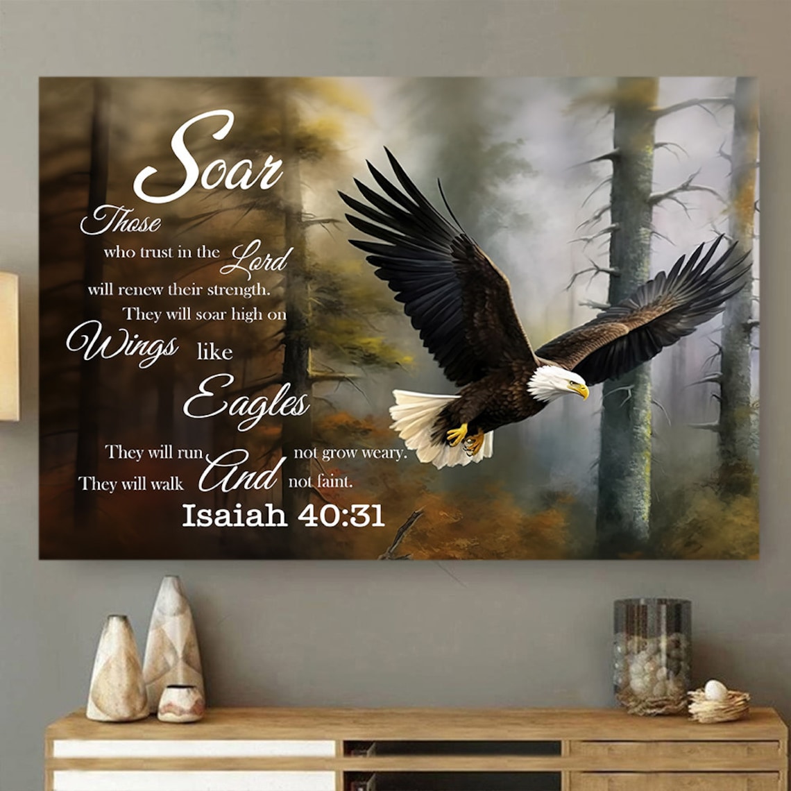 Bible Verse Eagle Art Print, Christian Scripture