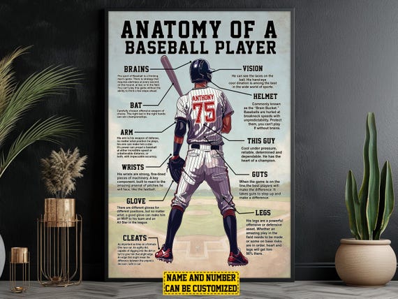 Baseball Anatomy Personalized Print Baseball Poster Print Softball Gift For Boy Man