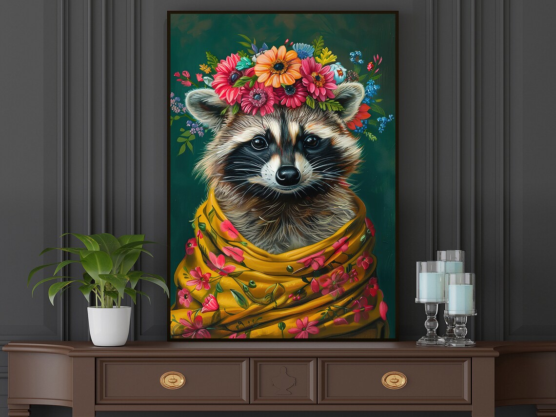 Vintage Maximalist Raccoon, Matisse-Inspired Art Print - Image 5