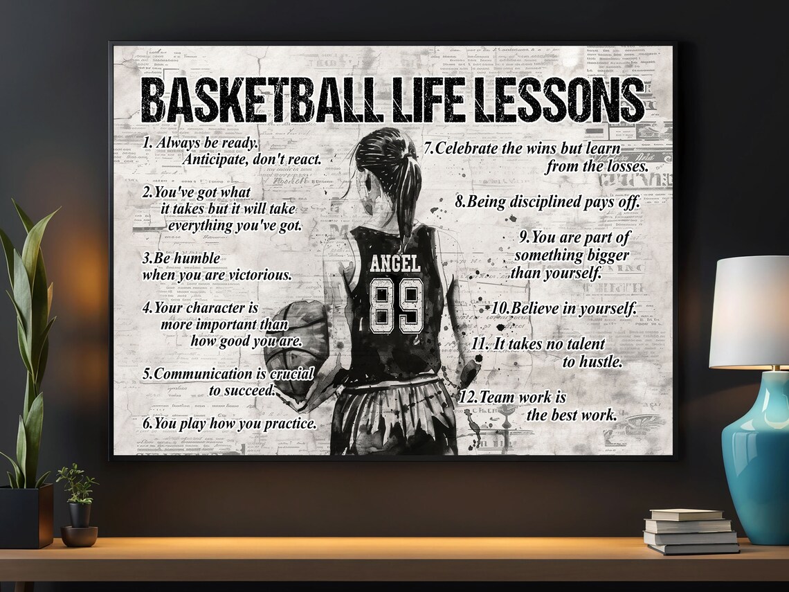 Personalized Basketball Life Lessons Art Print, Gift for Girl