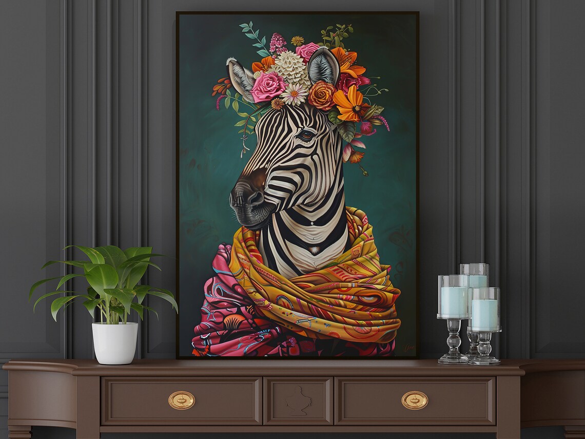 Vintage Maximalist Zebra Lady Poster Art Print - Image 4