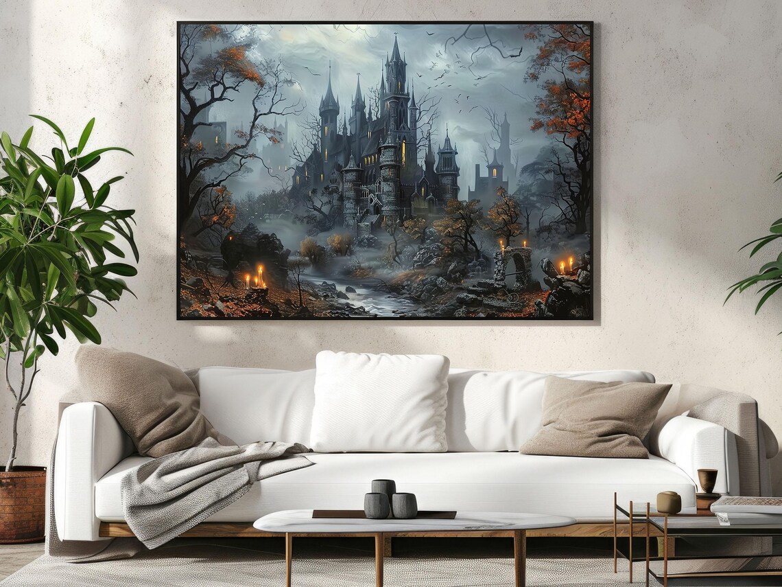 Dark Witchy Castle Halloween Poster Print - Image 3