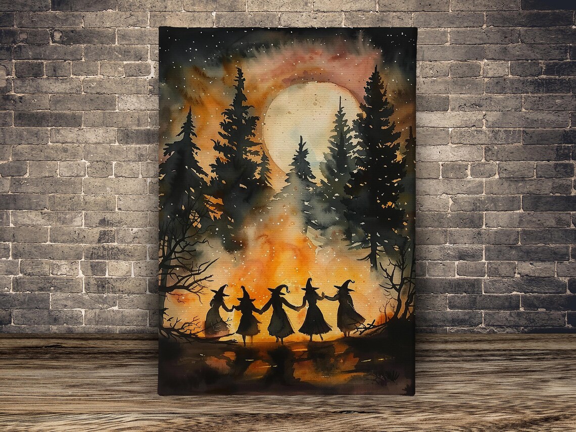 Haunted Witch Dancing Under Moon, Halloween Poster - Image 2